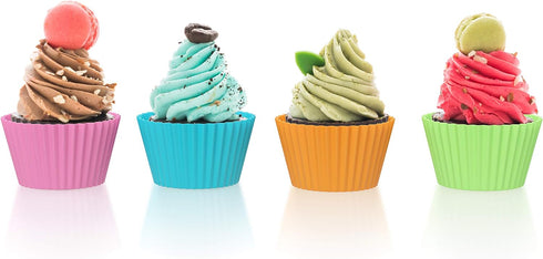 Bakerpan Silicone Mini Cupcake Holders, Mini Cupcake Liners, Pastry & Dessert Cups, 24 Pack (Multi)...