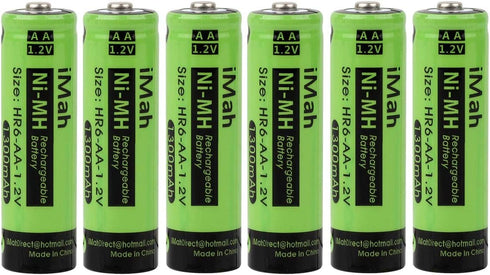 iMah AA Rechargeable Batteries for Solar Lights 1.2V 1300mAh Ni-MH, Also Work with Garden Lamps, Remotes, Mice and Other Household Devices, 6-Pack...