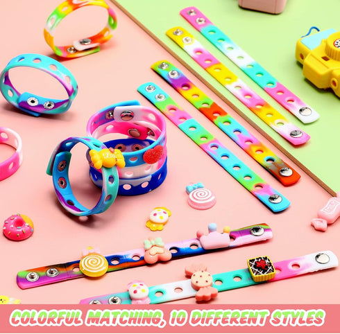 Batiyeer Silicone Charm Bracelet kids Silicone Wristbands Adjustable Colorful Rubber Bracelet 7.08 Inch Wristbands Bracelets with Holes for School...