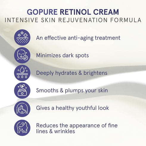 goPure Retinol Face Cream - Night Cream Anti Wrinkle & Face Moisturizer For Women - Retinol Cream for a Youthful-Looking Glow, 1.7oz....