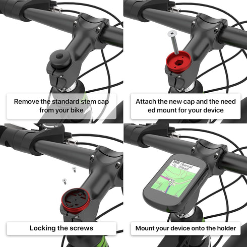 Bike Stem Top Cap Mount - Garmin Mountain Bike Mount for Garmin 25 200 130 500 510 520 520 800 810 820 1000 1030, Wahoo Elemnt, Bryton, Cateye Cyc...