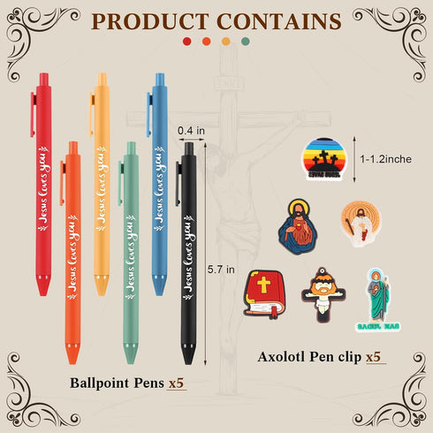 30 Pcs Jesus Loves You Pens with Jesus Figures Christian Pens Religious Pens Bible Verse Ballpoint Pens Christian Gifts for Women Church Positive ...