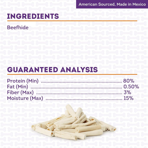 American Sourced Beefhide Mini Rolls 3-3.5" Dog Chew Treats - Natural Flavor, 40 Count/1 Pack...