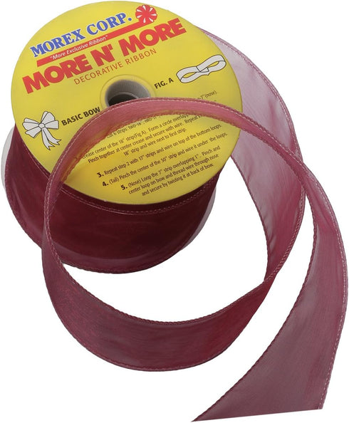 Morex Ribbon Wired 2-1/2-Inch Chiffon Ribbon with 20-Yard Spool, Burgundy...