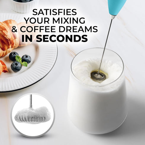 Zulay Powerful Milk Frother for Coffee with Powerful Motor - Handheld Frother Electric Whisk, Milk Foamer, Mini Mixer & Coffee Blender Frother for...