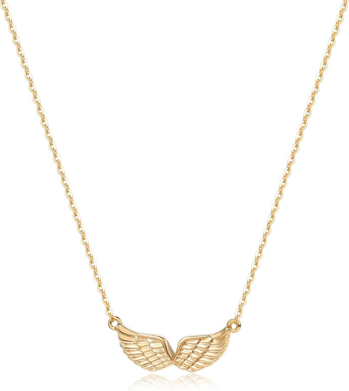 MEVECCO Gold Angel Wings Pendant Necklace,18K Gold Filled Cute Tiny Guardian Angel Charm Necklace,Dainty Simple Minimalist Necklace for Women...