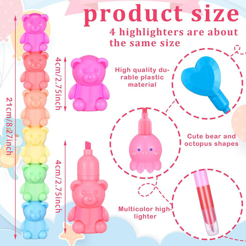 4 Pack 20 Pcs Cute Mini Highlighter Pens Stackable Kawaii Marker Pens Classroom School Pastel Color Highlighters Cute Stationary Markers for Girls...