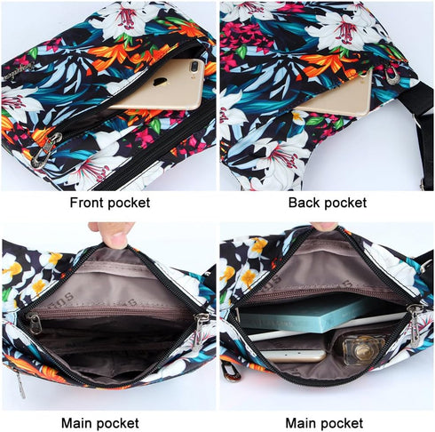 Nylon Multi-Pocket Crossbody Purse Bags for Women Travel Shoulder Bag...