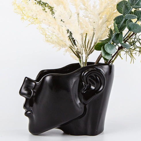 Half Face Planter, Head Planter Face Pot, Flower Pot Succulent Pot, Head vase, Indoor Outdoor Resin Planter, Modern Home Decor, No Plant...