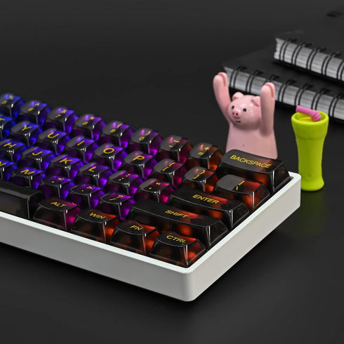 Fogruaden 61 Keys Black Clear Keycap Set, OSA Profile Transparent PC Material Keycaps, Only Compatiable 61 Key Cherry Gateron MX Switches Mechanic...