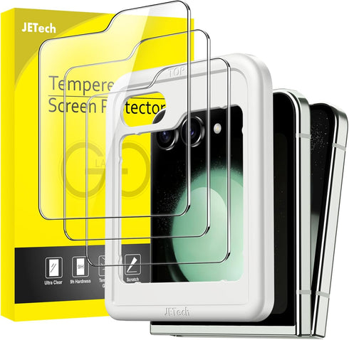 JETech Front Screen Protector for Samsung Galaxy Z Flip 6, Tempered Glass Film with Easy Installation Tool, Case-Friendly, HD Clear, 3-Pack...