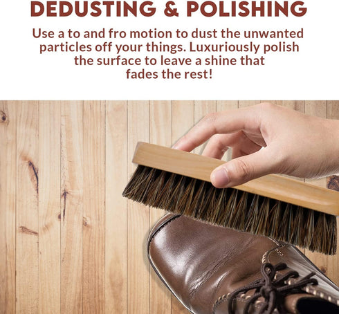 Care Shoe Brush, Protects Leather from Scuffs and Scratches, Best for All Kind of Leather Surfaces, Shoe Cleaner, Horsehair Boot Brush, Pack of 2 ...