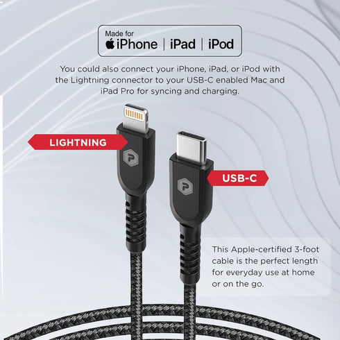 Lightning Cable 3ft, Braided Nylon Metallic iPhone Charger Cord, (MFi Certified) Lightning & Sync Cable Compatible iPhone 14/13 mini/13/12/11 Pro ...