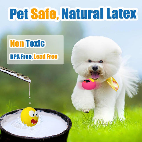 Squeaky Dog Toy for Small Dogs, Rubber Latex Puppy Toys Small Dog Toys, Soft Small Dog Squeaky Toys, Smile Face Squeaky Dog Balls Flat for Mini, S...