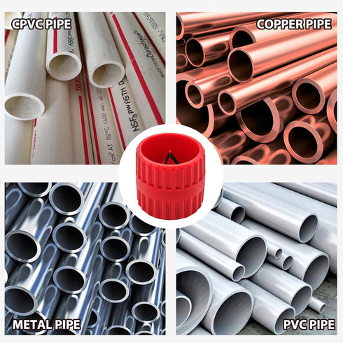 2 Pcs Inner-Outer Reamer Pipe and Tube Deburring Reamer Tubing Chamfer Tool for 3/16" to 1-1/2" PVC PPR Copper & Brass & Aluminum Tubes, Red...