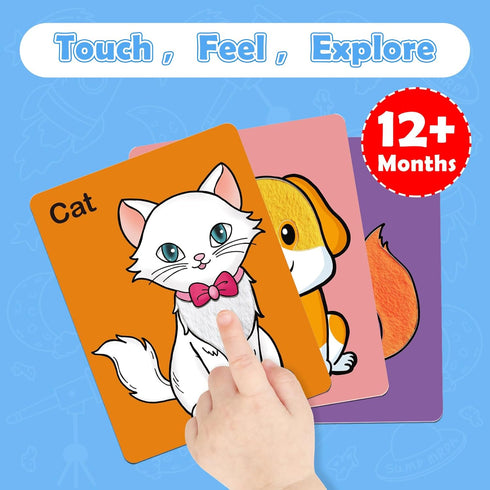 Touch & Feel Flash Cards for Toddlers 1-3,CVC Word Games,Speech Therapy Toys for 12 to 18 Months,Autism Sensory Products, Educational Flashcards,L...