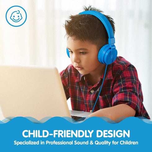 Licorne Lightweight Stereo Folding Wired Headphones for Kids Adults,On-Ear Comfortable Earphones for Child, Adjustable Headband Headset for Cellph...