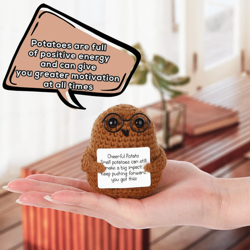 Positive Potato, 2.95 Inch Cheerful Potato Gifts with Positive Card Cute Glasses Knitted Potato Doll for New Year Gift Birthday Gifts Friends Chri...