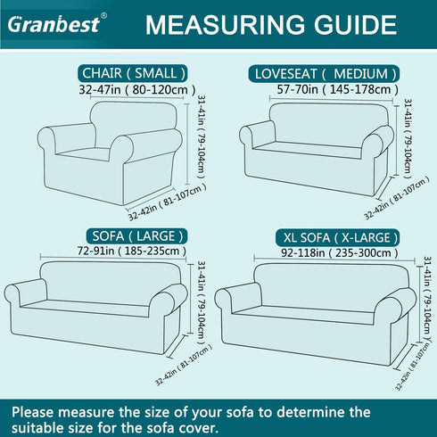 Granbest Premium Water Repellent Sofa Cover High Stretch Couch Slipcover Super Soft Fabric Couch Cover (Gray, Large)...