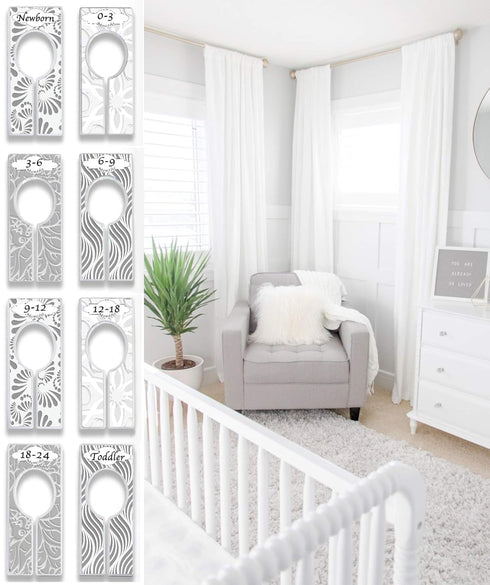 Closet Dividers for Baby Clothes by YardieBaby - Set of 8 Baby Clothing Size Age Hanger Dividers from Newborn Infant to Toddler Months Boys/Girls ...