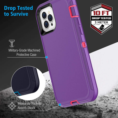 Defense iPhone 12 Case iPhone 12 Pro Case with Two Screen Protector Layer Rugged Heavy Duty Cases for iPhone 12/ iPhone Pro,6.1 inch 2020 (Light P...