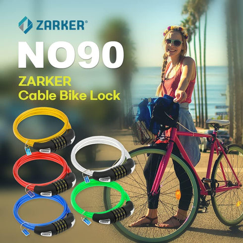 NO90 Bike Lock - 3 Feet High Security 4 Digit Resettable Combination Coiling Bike Cable Lock, 0.9m x 12mm - 1Pack(Blue)...