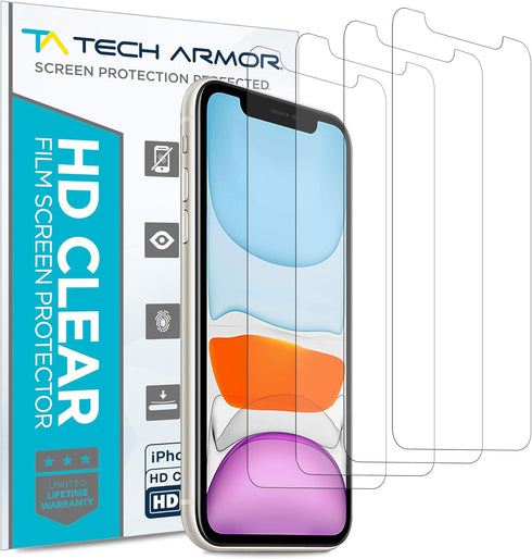 Tech Armor HD Clear Film Screen Protector Designed for Apple iPhone 11 and iPhone Xr 6.1 Inch 4 Pack 2019......