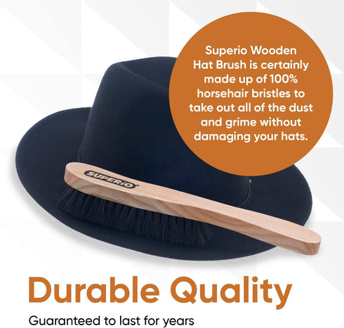 Hat Brush Horsehair Felt Hat Cleaner, Horse Hair Brush for Baseball Cap, Cowboy Hats, Shoes, and Clothes Brush, Soft Bristles Wooden Cleaning Brus...