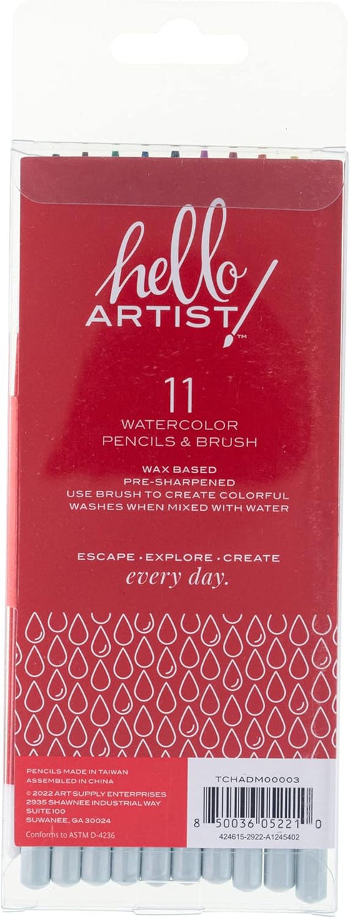 Hello, Artist! Watercolor Pencil Set 11 Pieces, Multi...