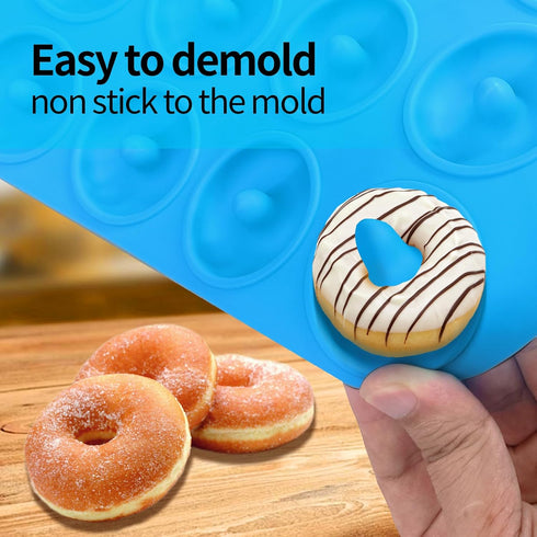 Silicone Donut Pan, Bite Size Silicone Donut Molds for baking, Mini Donut Mold Heat Resistant, Mini Baking Mold for baking delicious donuts, Non-s...