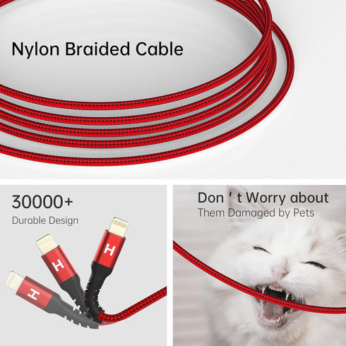 iPhone Charger?Apple MFi Certified? Lightning Cable 3Pack 3/6/10ft,Nylon Braided iPhone Charger Fast Charging Cable Compatible for iPhone 14/13 Pr...
