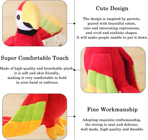 7.9" Parrot Stuffed Animal Plush Cute Small Bird Toy Gifts for Girls Boys, Red...