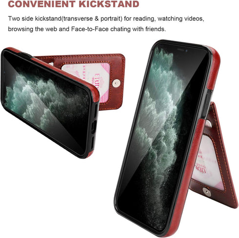 KIHUWEY Compatible with iPhone 11 Pro Max Case Wallet with Credit Card Holder, Premium Leather Magnetic Clasp Kickstand Heavy Duty Protective Cove...