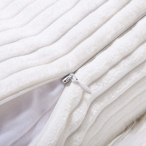 Home Brilliant Striped Corduroy Pillow Cover 24x24 Euro Throw Pillow Sham Accent Couch Cushion Cover for Spring Decor, 24 x 24 inch (60cm), Creamy...