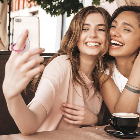 Pink Jsoerpay Clear Phone Ring Holder 2 Pack, Transparent Cell Phone Ring Grip 360°Rotation Finger Ring Stand, Phone Kickstand Compatible with Mos...