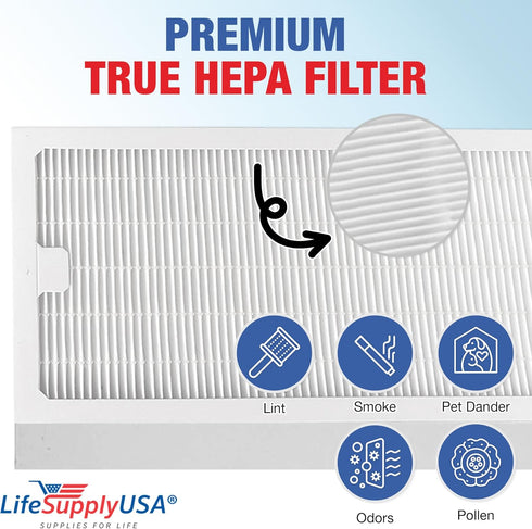 LifeSupplyUSA True HEPA Filter Replacement Compatible with Hunter 30966, 30747, 30748, 30750, 30856, 37748, 37750 Air Purifier...