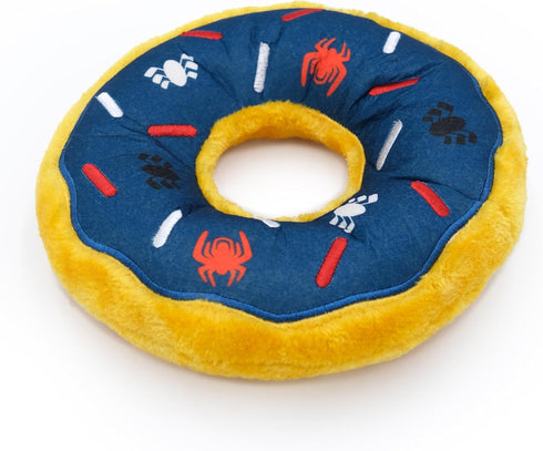 ZippyPaws Marvel Jumbo Donutz - Interactive Donut Pet Toys for Dogs & Puppies, No Stuffing, Durable Squeaky Toy for Small & Medium Breed - Spider-...
