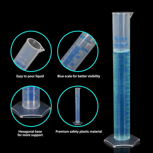 APLANET Plastic Graduated Cylinders and Beakers, 10ml, 25ml, 50ml, 100ml Cylinders with 50ml, 100ml, 250ml, 500ml, 1000ml Beakers and 1 Tube Brush...