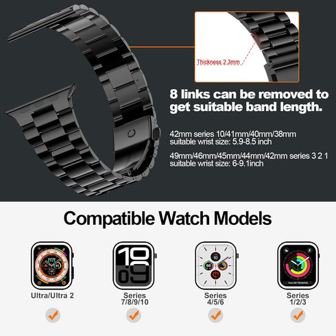iiteeology Lightweight Stainless Steel Band Designed for Apple Watch Ultra 2 & Ultra, Series 1-10, 46mm, 45mm, 44mm, 42mm, Replacement iWatch Band...