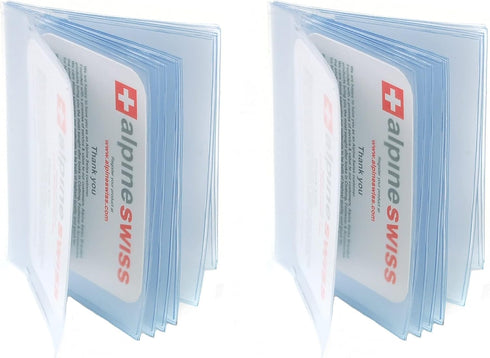 Alpine Swiss SET OF 2 Clear Plastic Wallet Inserts 12 Pages Picture Card Holder...