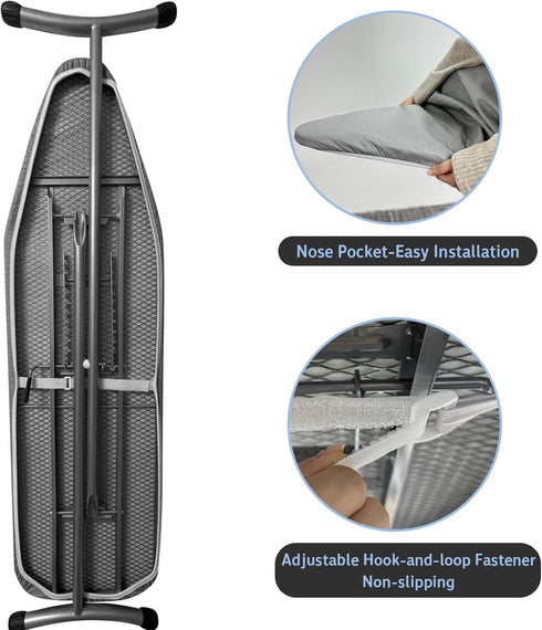 Ironing Board Cover and Pad 15× 54?, Standard Size with Resist Scorching and Staining, Heavy Duty Silicone Coated Ironing Board Cover with Thick P...