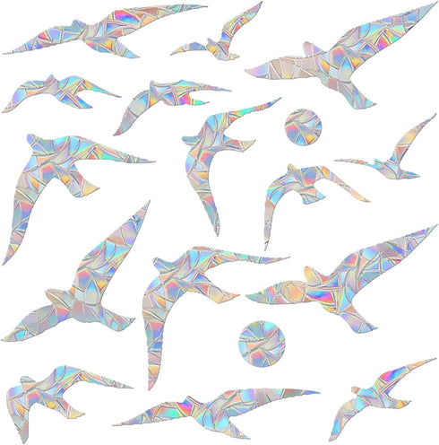 51 Pieces Window Clings for Birds - Anti-Collision Window Decals - Prismatic Non Adhesive Vinyl Rainbow Window Stickers to Save Birds from Window ...