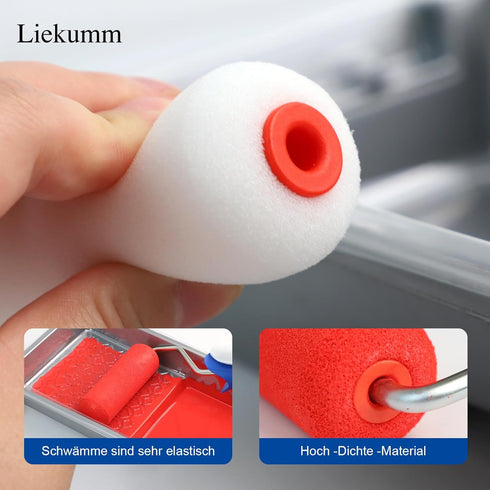 LIEKUMM Foam Paint Roller Covers, 4 Inch Foam Paint Roller, High-Density Foam Roller Refills Painting, Sponge Paint Roller, Suitable for Walls, Ca...