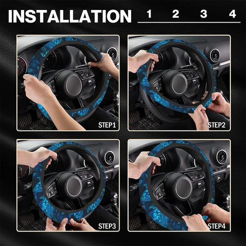 Watercolor Blue Sea Turtle Car Steering Wheel Cover Universal Fit 15 inch, Sweat Absorption Anti-Slip Breathable Neoprene Steering Wheel Protector...