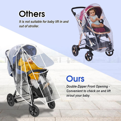 Stroller Rain Cover, Universal Weather Shield for Baby Stroller, Waterproof & Windproof Transparent Stroller Cover for Rain/Sun/Snow/Dust, Baby Ou...