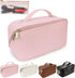Ranslen Large Capacity PU Leather Travel Makeup Bag, Opening Cosmetic Bags, Waterproof Portable Toiletry Bag with Dividers and Handle, Valentine's...