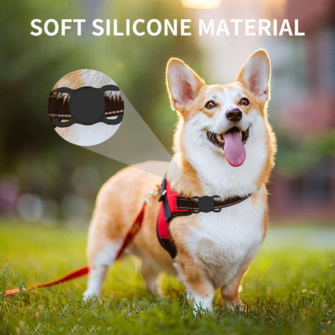 Dog Collar Airtag Holder,Silicone Airtag Dog Collar Holder Airtag Holder for Dog Collar,Dog Airtag Holder for Anti-Lost (Black&White)...