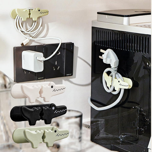 3 Pack Cute Crocodile Upgraded Cord Organizer For Kitchen Appliances Adhesive Cord Holder Stick On Wire Winder Cord Wrapper For Mixers,Coffee Make...