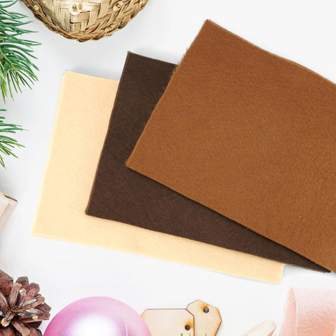 Misscrafts Felt Fabric Sheets 1.4mm Thick Craft Felt 18 Pieces Soft Felt Sheets 8"x12" Felt Square Pack 3 Colors for Craft DIY Project (Brown Seri...