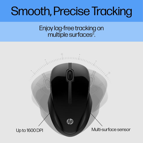 HP 250 Dual Mouse - for Computer or Laptop - Multi-OS & Device Compatibility, Dual-Mode 2.4 GHZ or Bluetooth Connectivity - Multi-Surface Technolo...